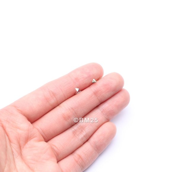 14 Karat White Gold Triangle Plate Top L-Shaped Nose Ring - Picture 3 of 5